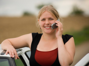 Lady calling for car towing